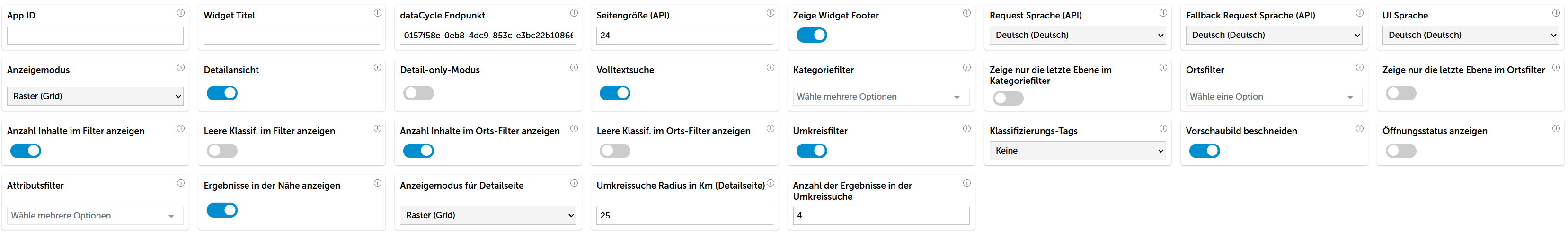 Konfiguration Entdecker-Widget