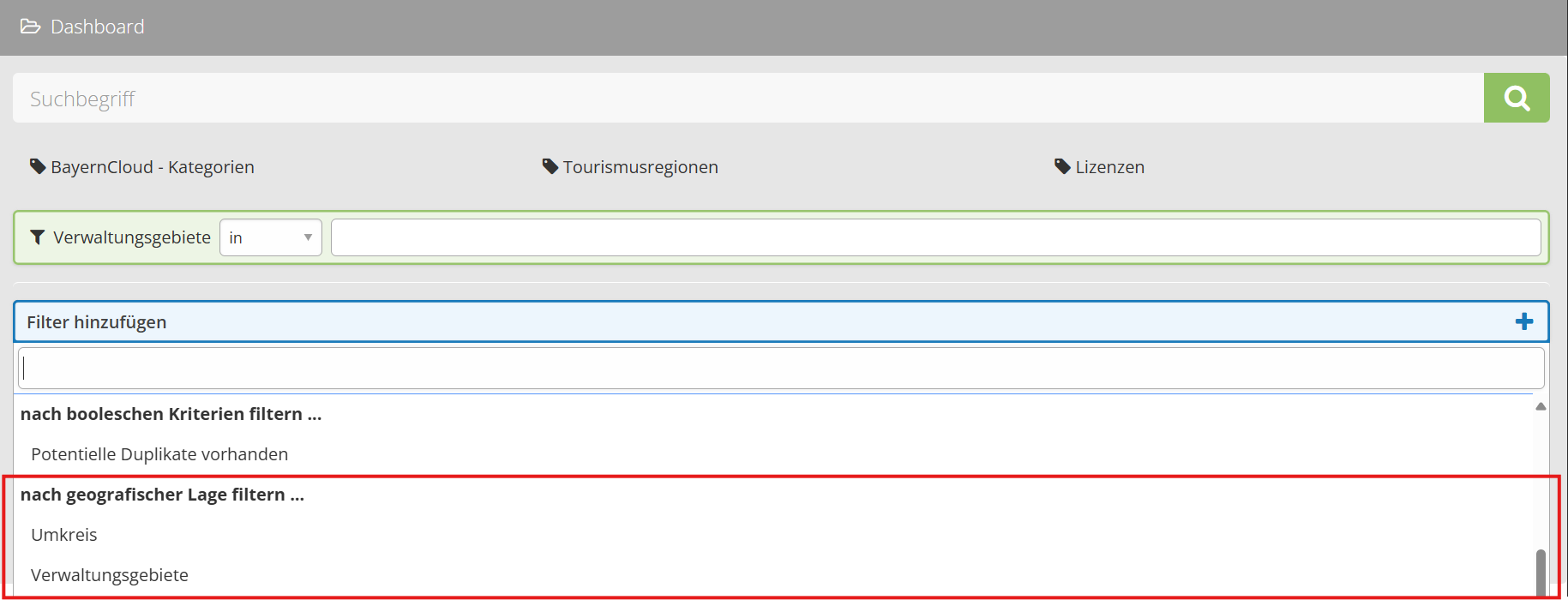 Nach geografischer Lage filtern