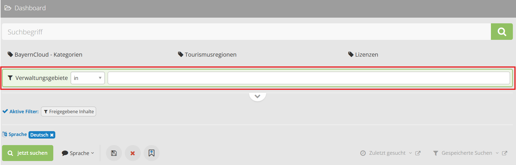 Verwaltungsgebiete Filterung